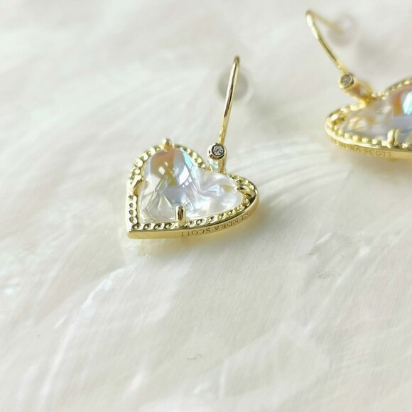 Kendra Scott • Ari Heart Gold Dichroic Glass Drop Earrings - Picture 3 of 3